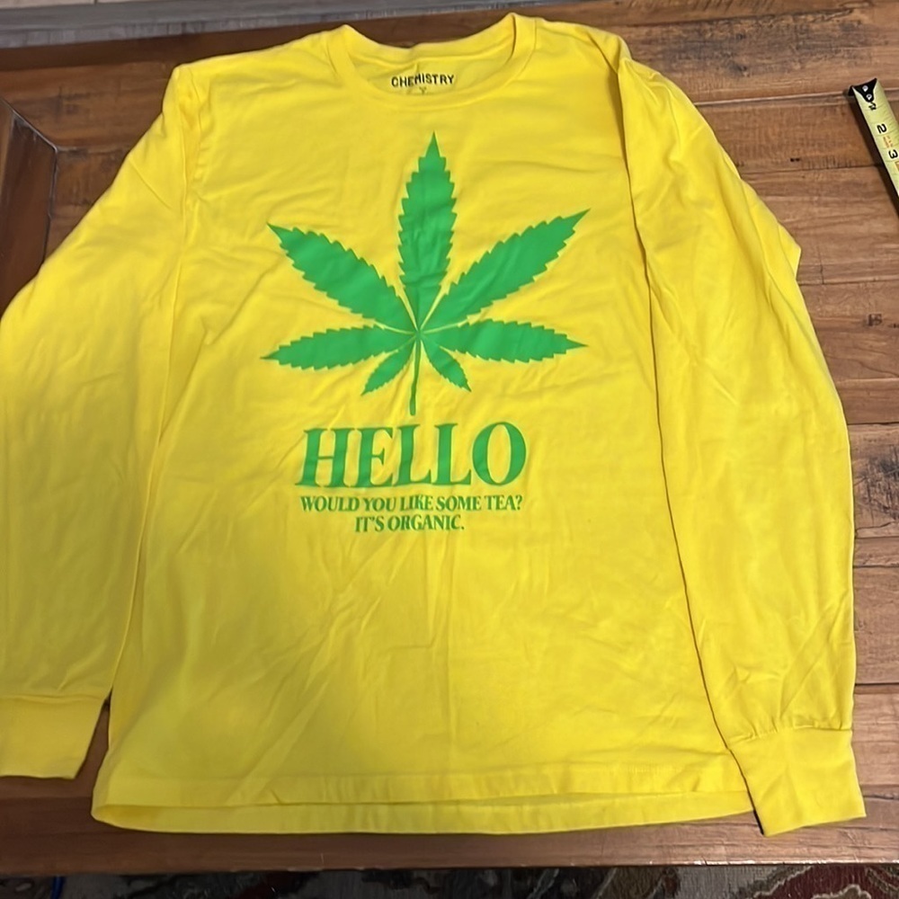CHEMISTRY graphic yellow tee, Hello would you like some tea? It’s organic